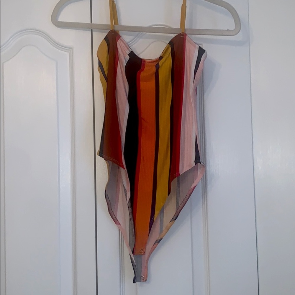 Colorful stripped body suit